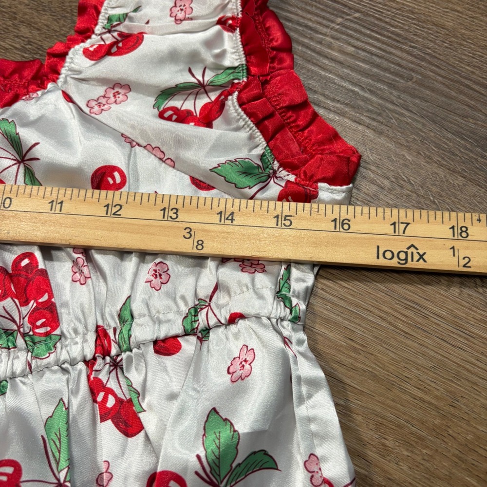Y2K Cutie Cherry Print Babydoll Sleepwear Top White Red XL 14/16 - Picture 3 of 6